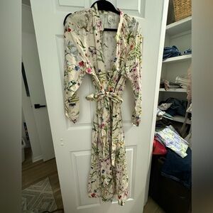 Floral print linen blend maxi dress